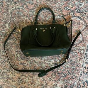 Michael Kors Dark Green Leather cross body bag
